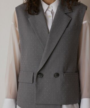 GRACE CONTINENTAL イレヘムビジュージレジャケット グレー