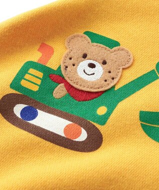 MIKI HOUSE HOT BISCUITS 【80-120cm】 働く車　ラグラン トレーナー 黄