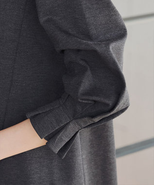 Tiaclasse L 【洗える】タックスリーブポンチチュニック チャコールグレー