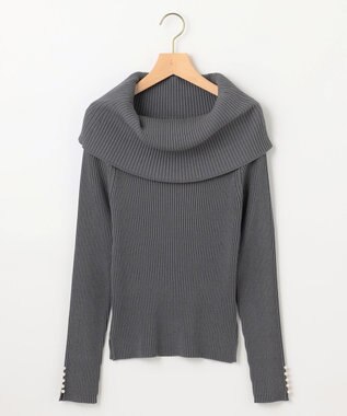 組曲 L 【WEB限定】ELENAオフショル風 ニットプルオーバー チャコールグレー系