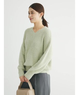 Green Parks フェザーＶネックニットプルオーバー Mint