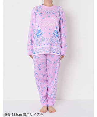 tsumori chisato SLEEP パジャマ　長袖　長ズボン　ルームウエア　綿100%　バンダナ風柄　/ワコール　UDX544 ピンク