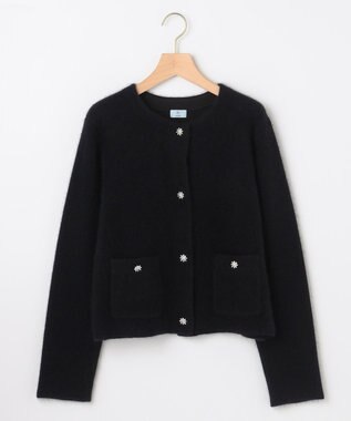 組曲 L 【加藤ローサさん着用】フラッフィーファーニット ジャケット ブラック系