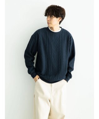 CRAFT STANDARD BOUTIQUE ケーブル柄カットプルオーバー1 Navy