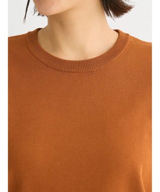 Green Parks 袖プリーツドッキング５分袖ニットプルオーバー Orange