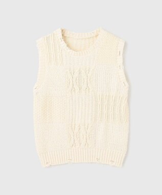 GRACE CONTINENTAL パッチワークニットトップ キナリ