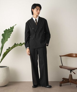 WEGO 【フォーマル/セットアップ対応】ダブルテーラードジャケット ブラックストライプ