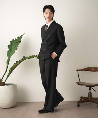 WEGO 【フォーマル/セットアップ対応】ダブルテーラードジャケット ブラックストライプ