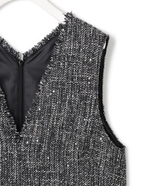 ICB L 【CLASSY.1月号掲載】スパングルツイード ジャンパースカート ブラック×オフホワイト系