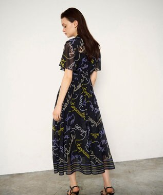 GRACE CONTINENTAL ロープロゴプリントワンピース ブラック