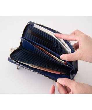 MIYABIYA La quoh with kirakaracho 南蛮七宝 エンボスレザーL字財布 瑠璃紺(ネイビー)