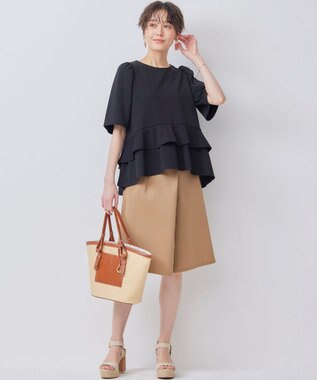 組曲 【WEB限定】オシャクロスキュロットパンツ ベージュ系