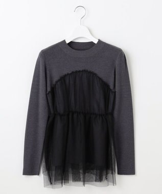 Feroux 【洗える】チュールコンビ プルオーバーニット