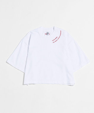 LENO EMBROIDERY  T-SHIRT / 刺繍Tシャツ WHITE×RED