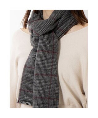 UNBILLION カシュネ cache nez / カシミヤグレンチェック切房マフラー ブラック