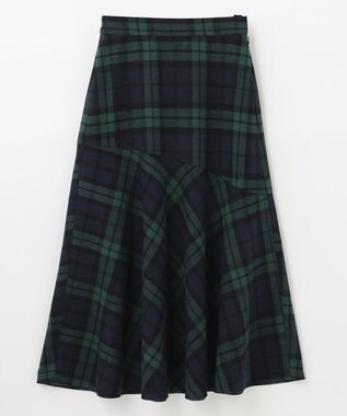 ANY 【ウエストゴム・洗える】タータンマーメイドスカート グリーンタータン