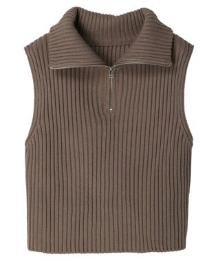 earth music&ecology ハーフジップニットベスト Mocha