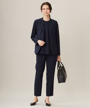 自由区 L 【セットアップ対応・UVカット・接触冷感・洗える】ライトストレッチテーパード パンツ ネイビー