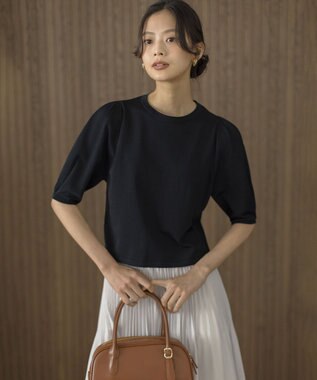 クルミボタン5分袖ニット