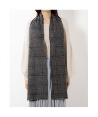 UNBILLION カシュネ cache nez / カシミヤグレンチェック切房マフラー ブラック