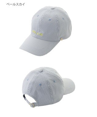 MOONBAT PAUL&JOE ACCESSOIRES(ポール&ジョー）ロゴ入り 深キャップ 帽子 ネコチャーム付 UVカット ペールスカイ