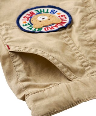 MIKI HOUSE HOT BISCUITS 【80-120cm】 ワッペン 6分丈 ハーフパンツ ベージュ
