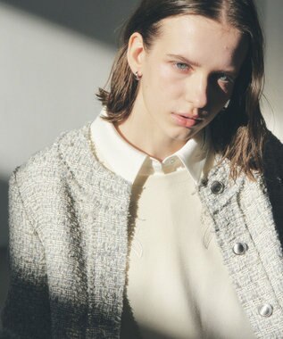 YECCA VECCA 2way襟付きレースニット Ivory