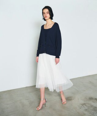 GRACE CONTINENTAL リブスクエアニットトップ ネイビー