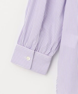 J.PRESS LADIES S 【洗える】 FAST コットンナイロン ストライプ バンドカラー ブラウス ふじ色系1