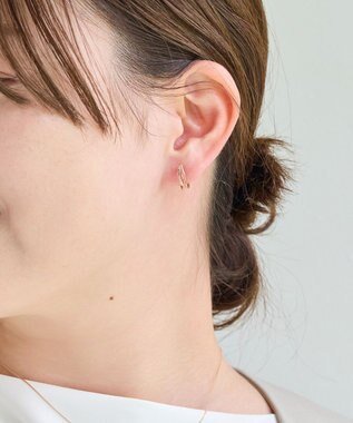Phoebe 〈シリーズ累計販売10000点突破！〉〈痛くないシリーズ/金属アレルギー対応〉クロスフープクリスタルループフィットイヤリング　ローズゴールド ローズゴールド