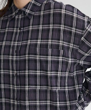 Green Parks スカーフ付チェックシャツ Charcoal Gray