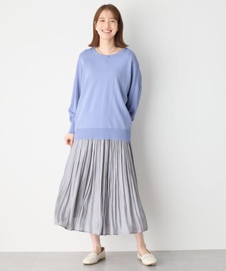 ANY 【ウエストゴム】シャイニーギャザースカート ライトグレー