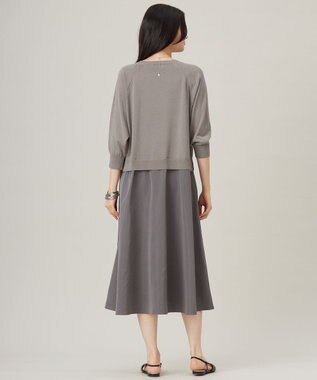 自由区 S 【洗える】タフタコンビ ワンピース グレー×シルバー