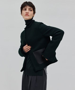 BEIGE， MILLAM / フェイクレザーパッチツイードジャケット F Green