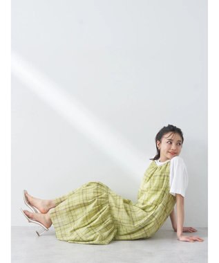 earth music&ecology マドラスチェックキャミワンピース Yellow