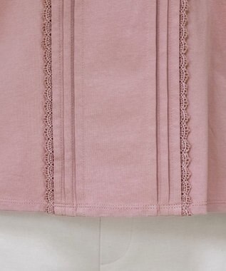 Tiaclasse 【洗える】ピンタックレースカットソーTブラウス ピンク