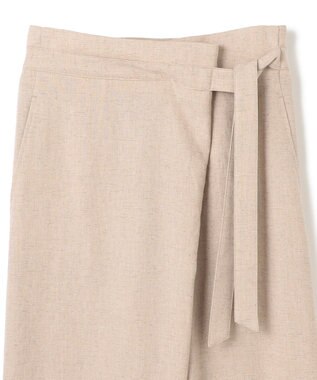 BEIGE， 【洗える】CAROLE / リネンライクラップワイドパンツ Sand