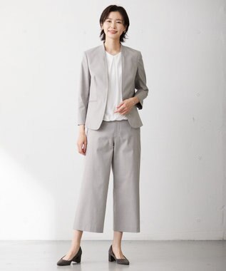 J.PRESS LADIES 【WEB限定カラーあり・セットアップ対応・洗える・撥水・防汚】コットンFITTYシャーク ワイド アンクル パンツ ベージュ系