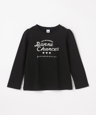 ANY KIDS 【WEB限定】7days プリント 長袖Tシャツ ブラック×ロゴ