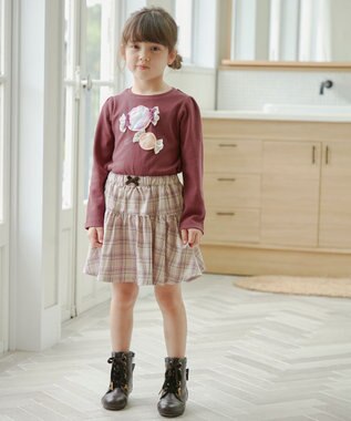 ANY KIDS チェック柄/アニマル柄スカパン ベージュ系チェック