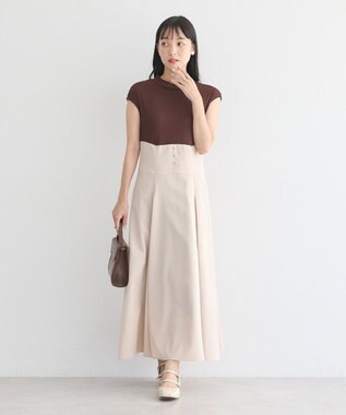 earth music&ecology フロントボタンドッキングワンピース Brown