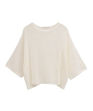 Green Parks 七分袖コットンメッシュラグラントップス Orange