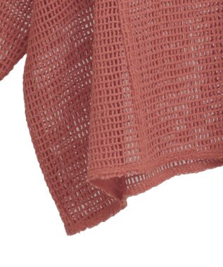 Green Parks 七分袖コットンメッシュラグラントップス Orange