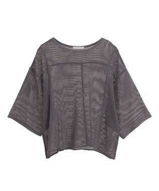 Green Parks 七分袖コットンメッシュラグラントップス Orange