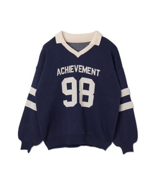 WEGO ナンバリングジャガードニット ネイビー