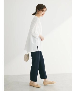 Green Parks バー付き７分袖ブラウソー Off White