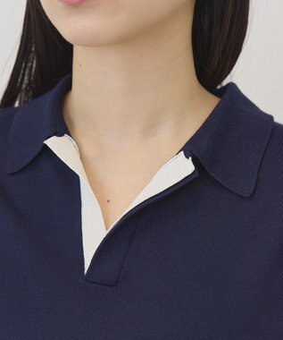AMERICAN HOLIC 襟付き配色ニット Navy