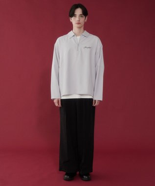 WEGO 【軽量/シワにならない】ドライポリハーフZIPシャツ（LS） ライトグレー