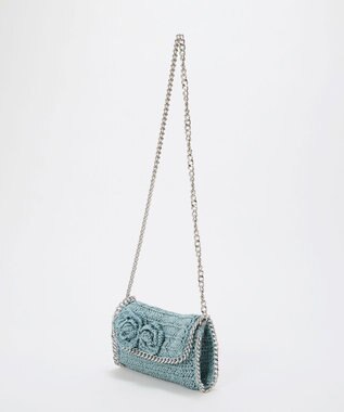 TOPKAPI 【TREASURE TOPKAPI】フラワーモチーフ チェーン ショルダーバッグ ブルーグレー