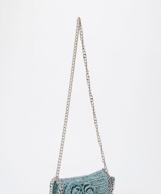 TOPKAPI 【TREASURE TOPKAPI】フラワーモチーフ チェーン ショルダーバッグ ブルーグレー